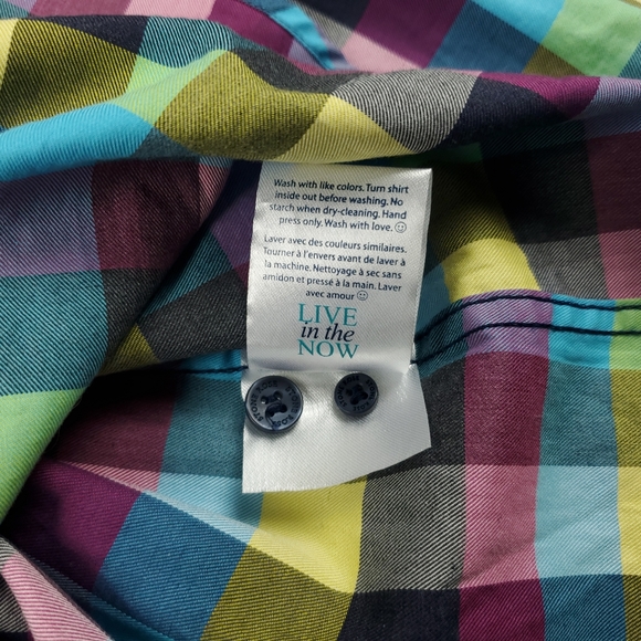 Stone Rose Shirt Mens 2XL Size 6 Button Down Colorful Gingham Plaid Geometric - Picture 11 of 12